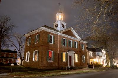 Historic 1767 Chowan County Courthouse by night