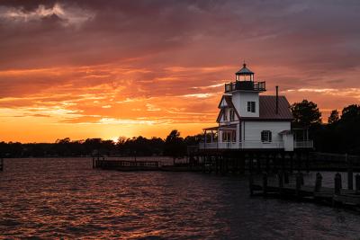 Roanoke River Lighthouse by sunset