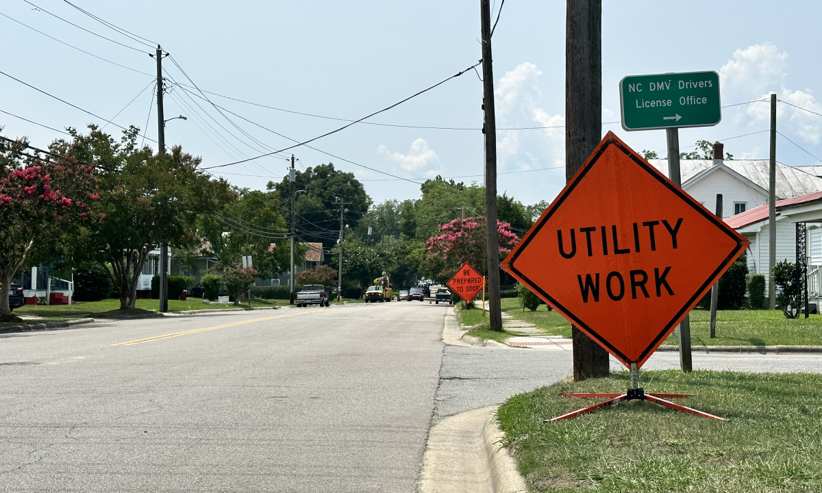 An image of a "Utility Work" sign on Granville Street
