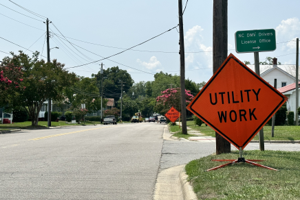 An image of a "Utility Work" sign on Granville Street 