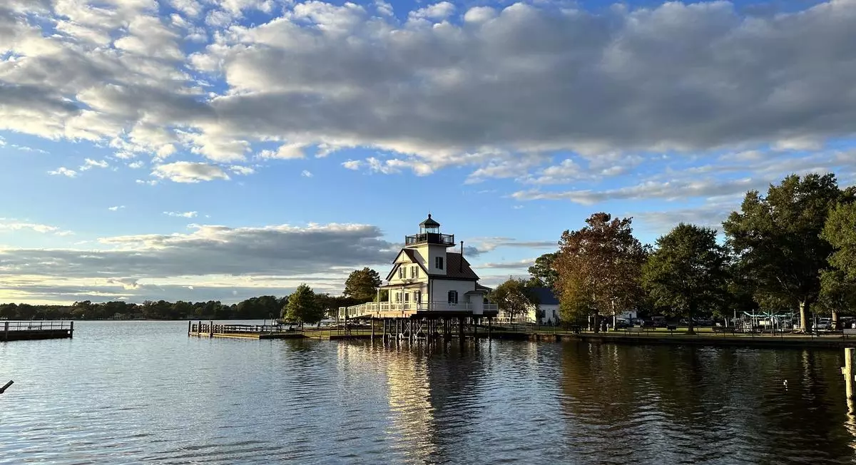 The Roanoke River Lighthouse in Edenton at sunset